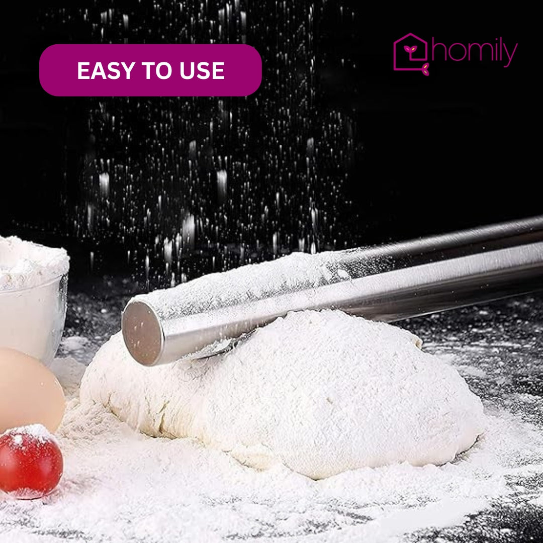 LootLabh™️ Stainless Steel Rolling Pin for Chapati, Roti, Dough