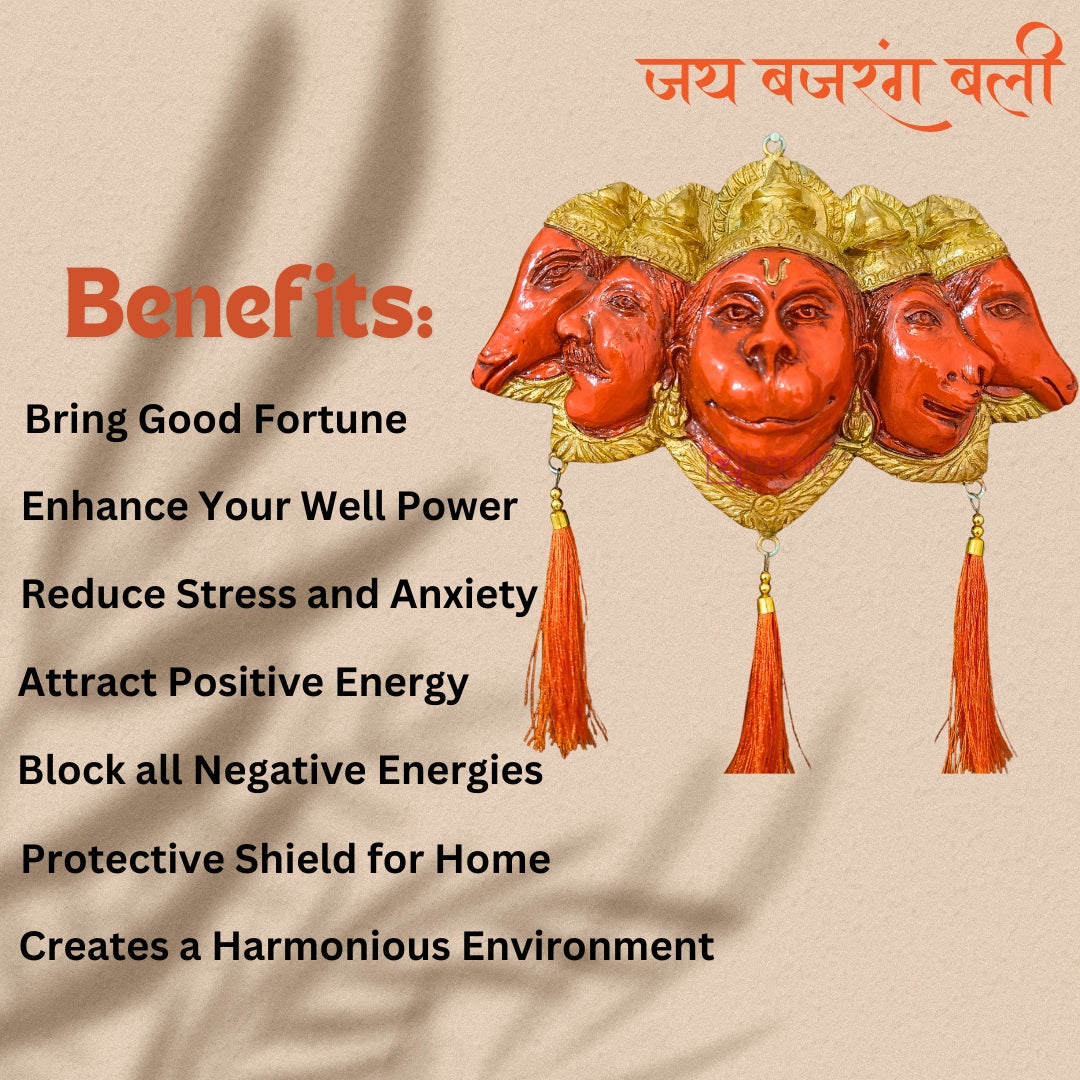 LootLabh- Large Panchmukhi Hanuman Ji for Main Door(10 Inches)