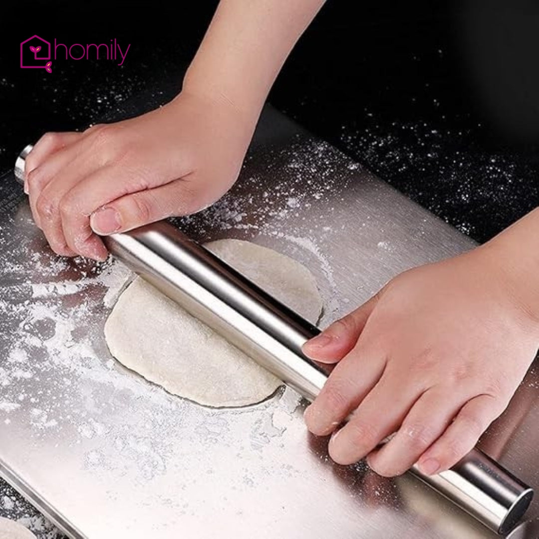 LootLabh™️ Stainless Steel Rolling Pin for Chapati, Roti, Dough