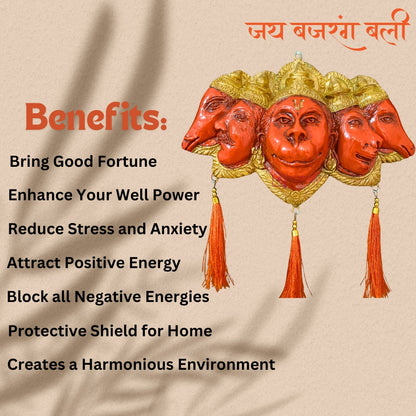 LootLabh- Large Panchmukhi Hanuman Ji for Main Door(10 Inches)